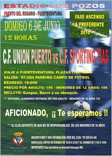 El Sporting Tías organiza un viaje para el desplazamiento de los aficionados