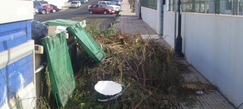 Unos contenedores a rebosar de basura en Tías