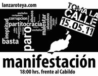 Los organizadores de la manifestación Democracia Real Ya denuncian que Arrecife les ha denegado el permiso para celebrar conciertos