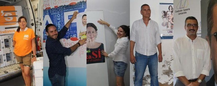 La tradicional pegada de carteles inicia la campaña electoral en Lanzarote