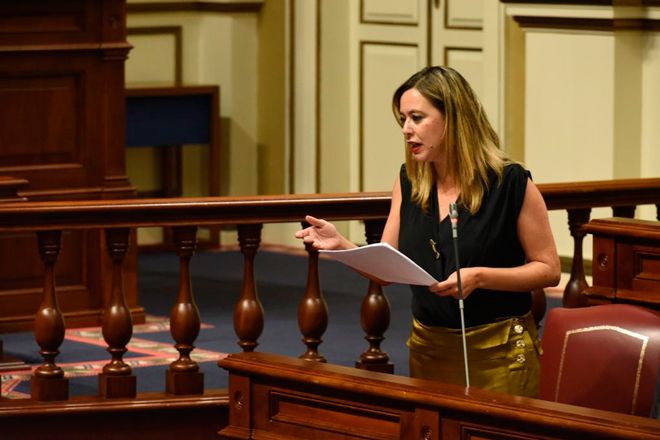 María Dolores Corujo en el Parlamento de Canarias