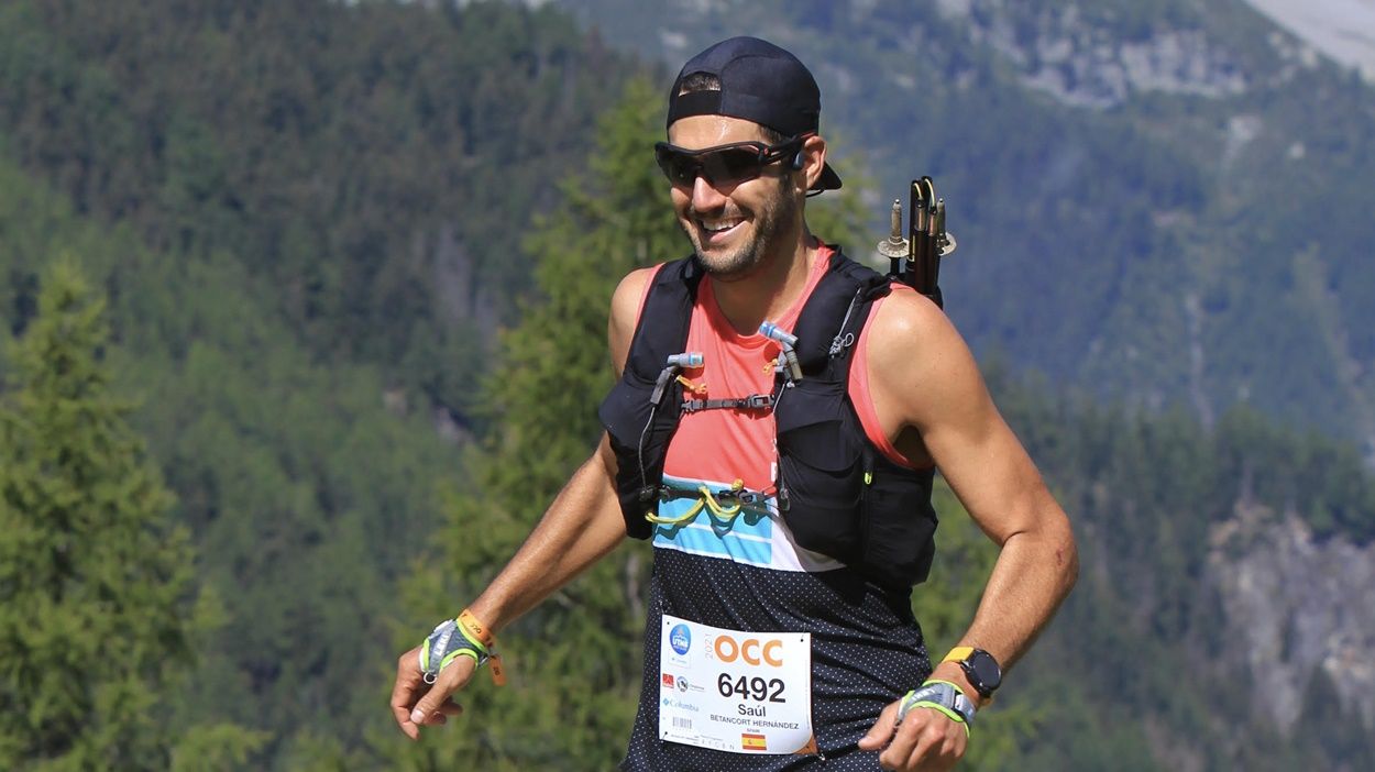 Saúl Betancort, durante el Ultra Trail de Mont Blanc