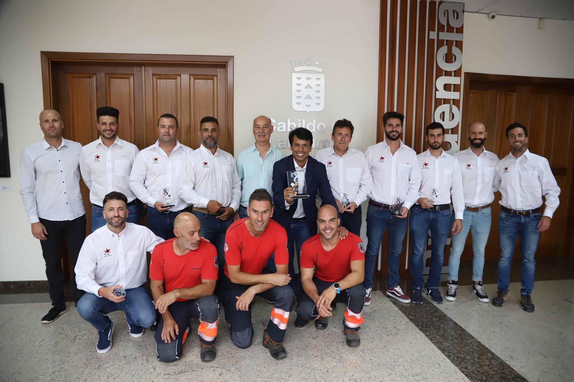 Recepción a los bomberos subcampeones de España. Foto: Cabildo de Lanzarote.