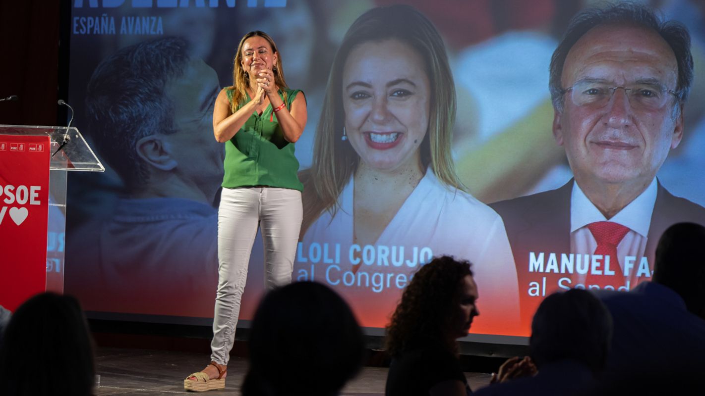 La secretaria insular del PSOE de Lanzarote, Loli Corujo. Foto: PSOE Lanzarote.