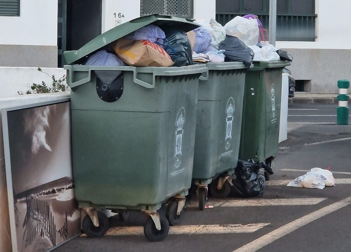 Estado de algunos de los contenedores de basura en San Bartolomé