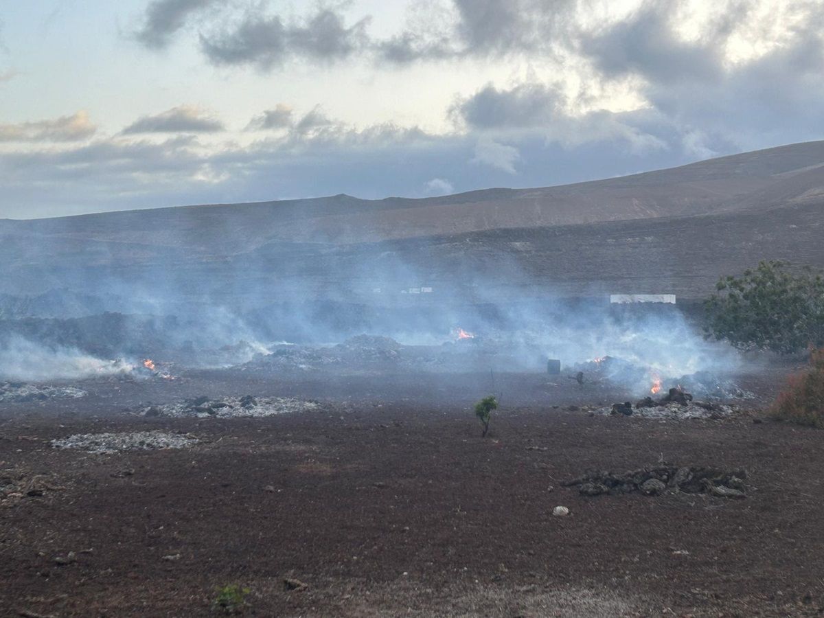 El incendio de rastrojos en Guatiza