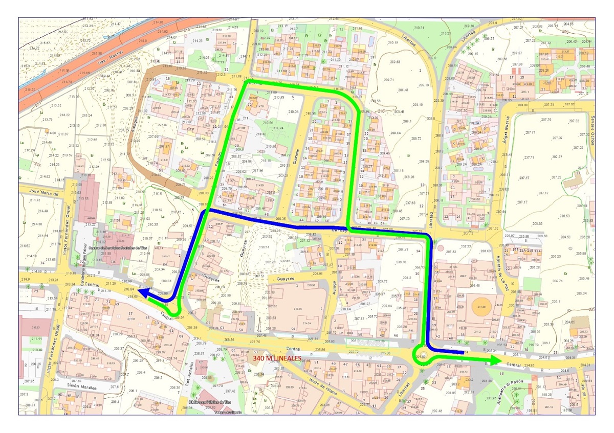 El plano del cierre del tramo de la Avenida Central de Tías para la celebración del Rally Volcanes