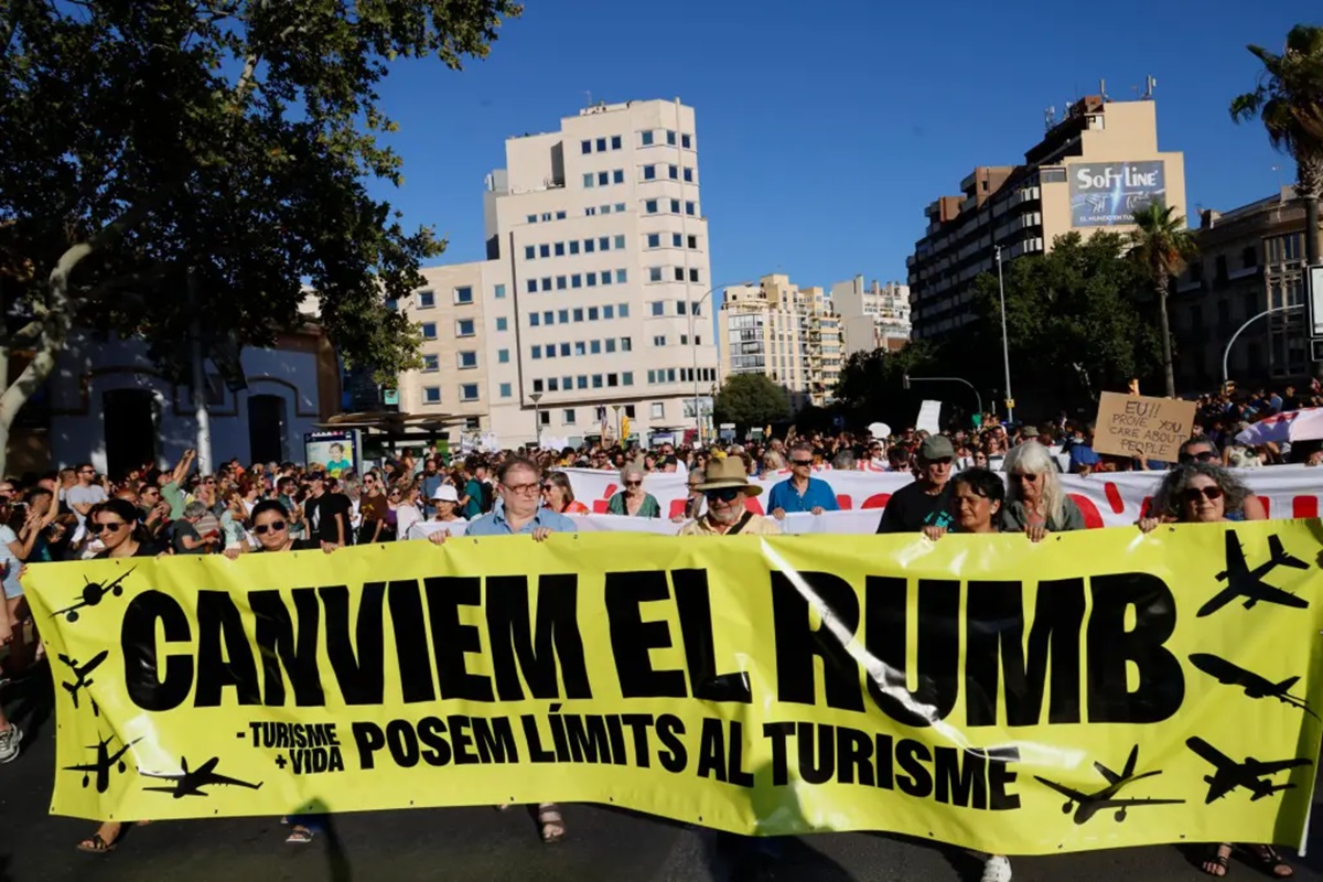 Protesta contra la masificación turística en Mallorca. Fuente:  EFE