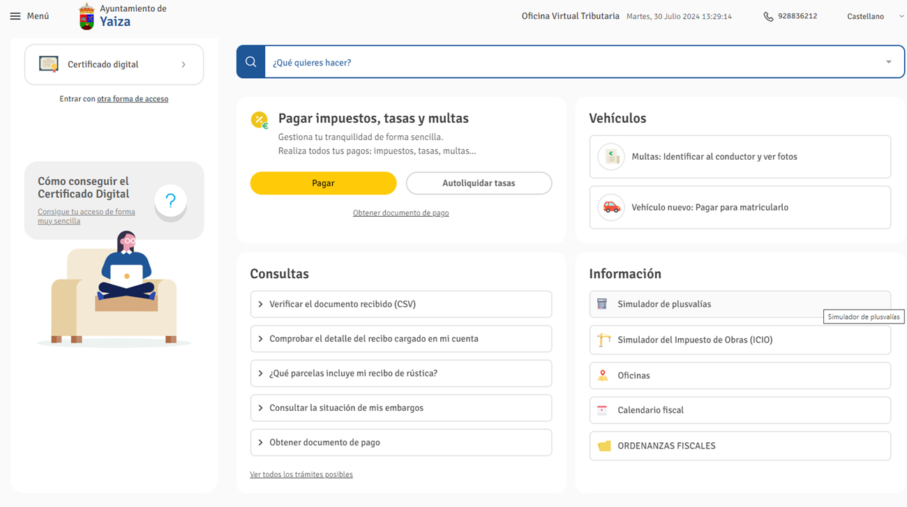 Yaiza abre una oficina virtual tributaria para tramitación de impuestos