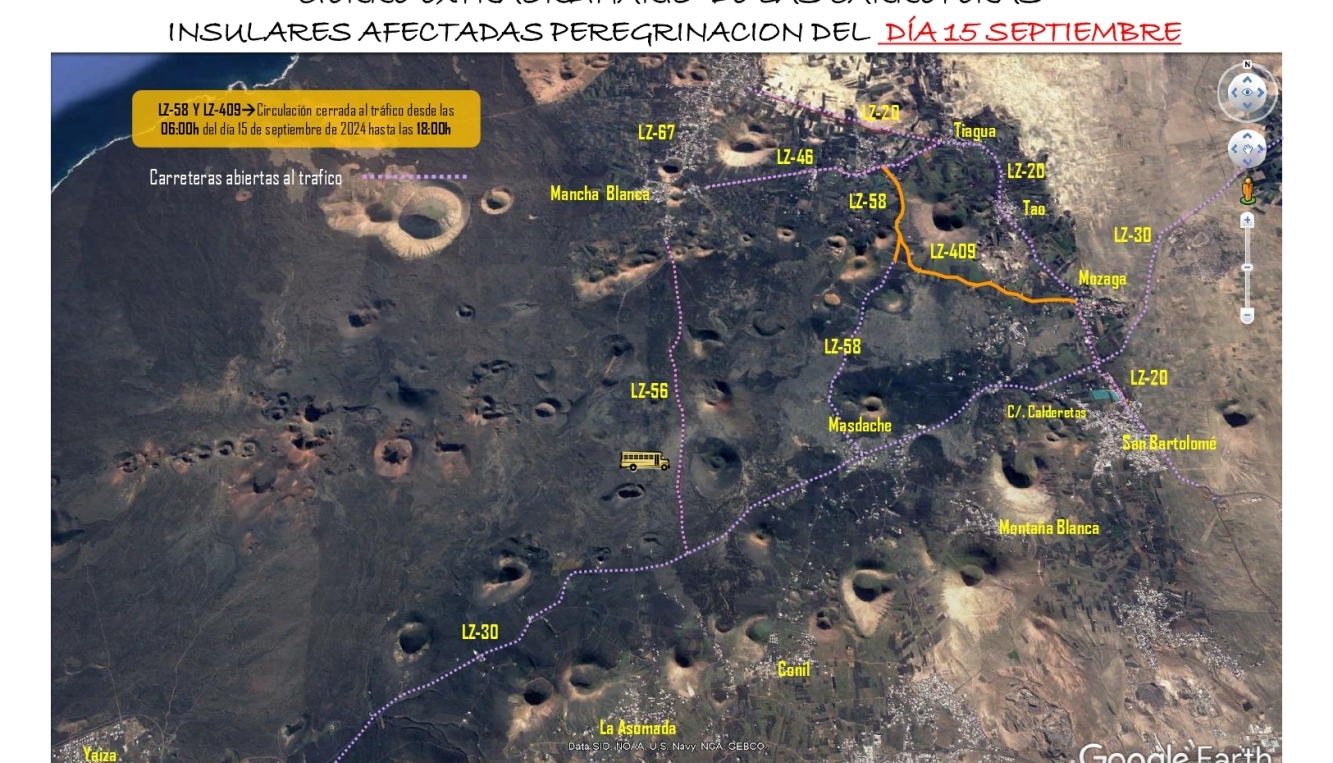 Cortes y desvíos de carreteras el día de Los Dolores