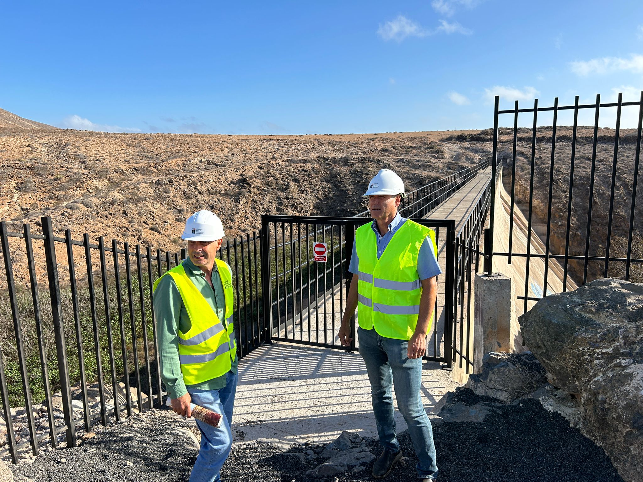 Obras del Cabildo en la presa de Mala