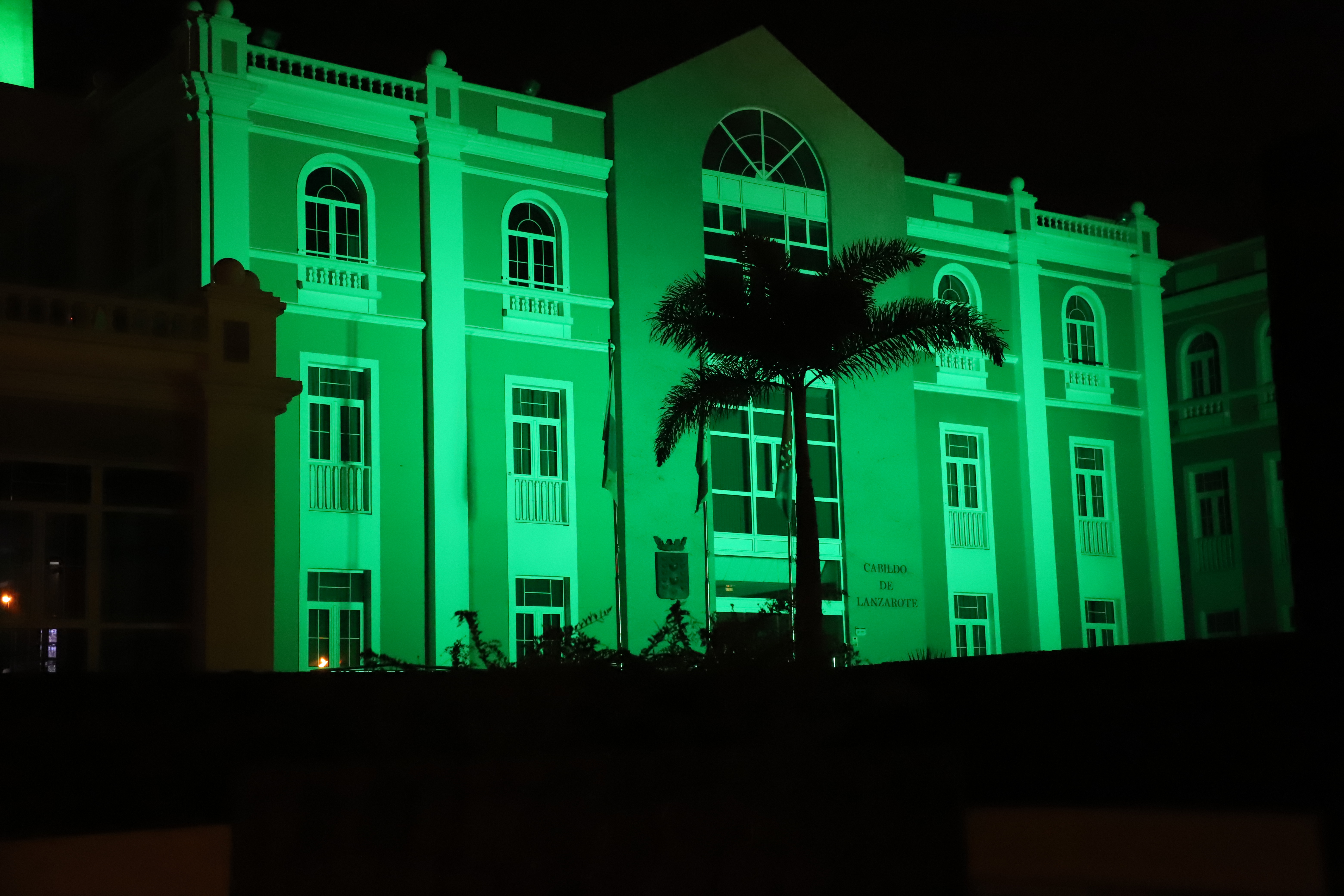 Iluminación fachada del Cabildo Mundial del Alzheimer. 