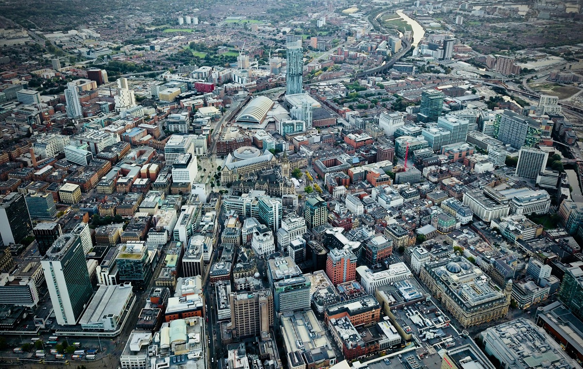 Vista aérea de Manchester, una de las ciudades británicas mejor conectadas con Lanzarote. Vuelos