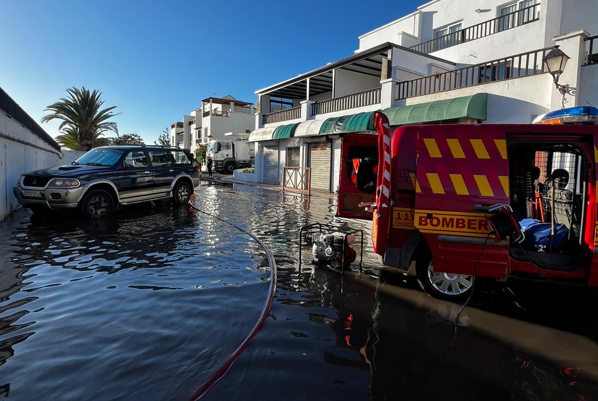 Zona anegada en Tías 