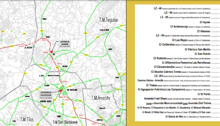 Cortes de carreteras para la bajada de Los Dolores