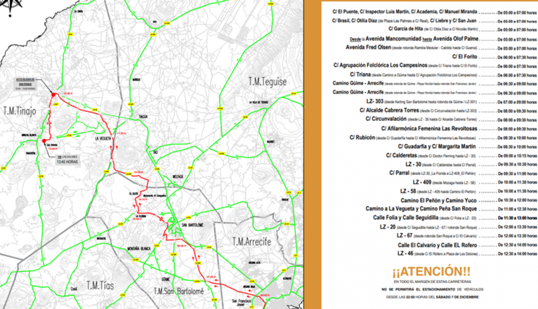 Mapa de los cortes de carreteras