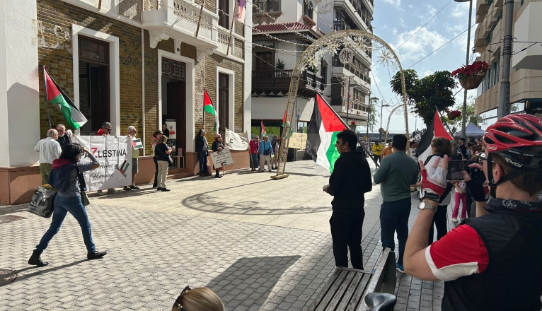 Manifestación en apoyo al pueblo palestino en Lanzarote.