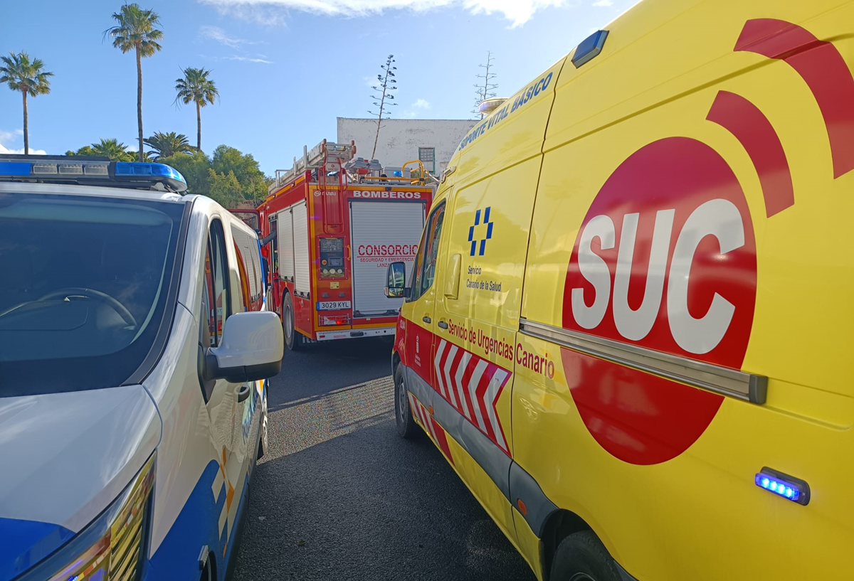 Ambulancia del SUC, Policía Local y bomberos