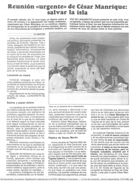 Reunión "urgente" de César Manrique: salvar la isla Reunión "urgente" de César Manrique: salvar la isla